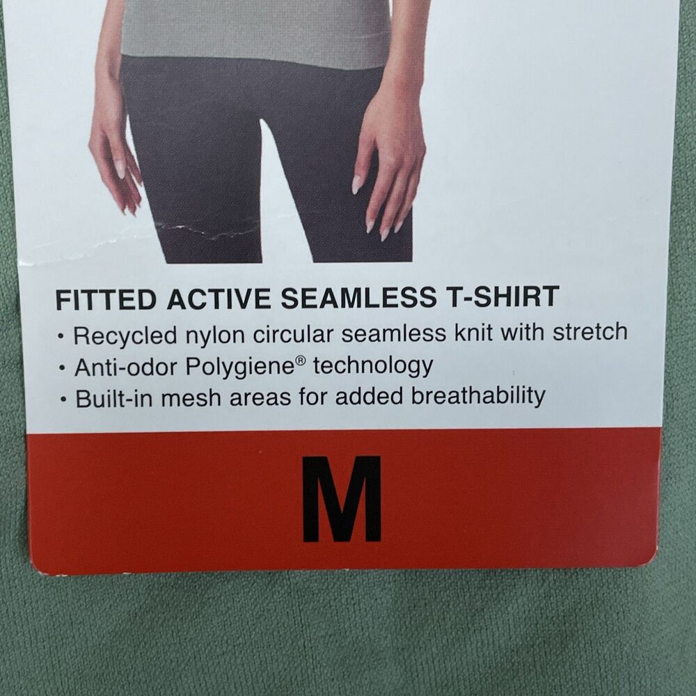 Mondetta Women's M Fitted Active Seamless T-Shirt Green a2242 - Picture 3 of 8